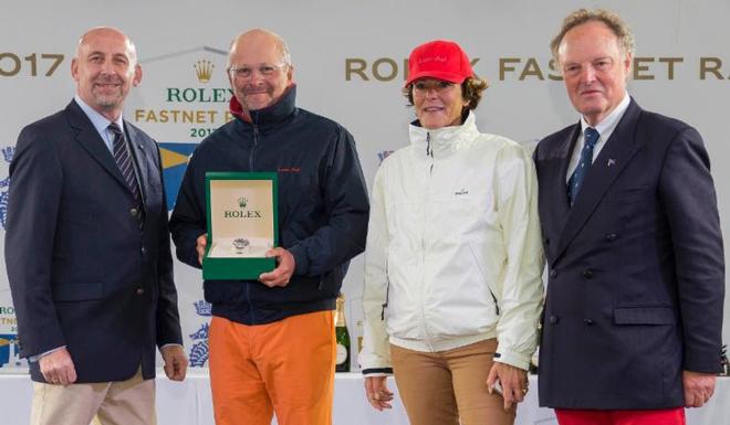 Rolex UK, David Cutler, Didier Gaudoux and Mrs Gaudoux, Michael Boyd RORC Commodore – Rolex Fastnet Race ©  Rolex / Carlo Borlenghi http://www.carloborlenghi.net